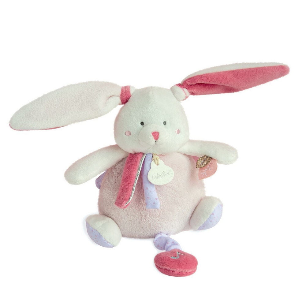 Baby Nat Doudou Κουνελάκι Με Μουσική Λευκό/Ροζ 15cm